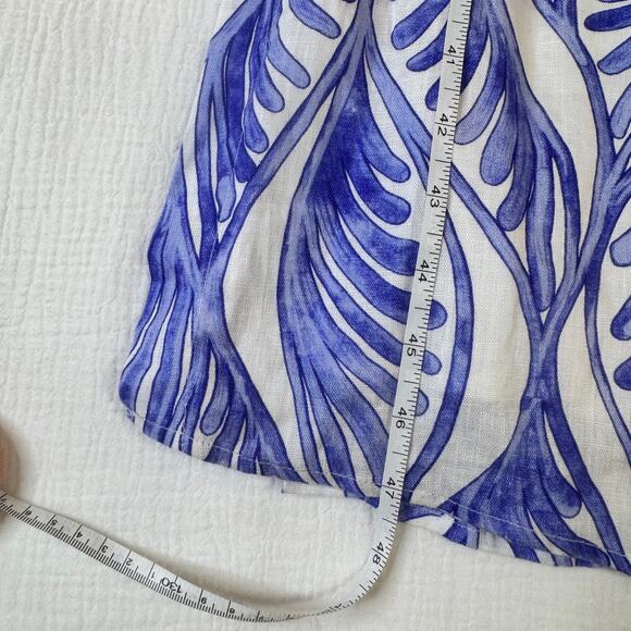 Magaschoni Linen Dress White Blue Summer Women’s 6 Cut Out Resort Wear Vacation - Picture 15 of 16